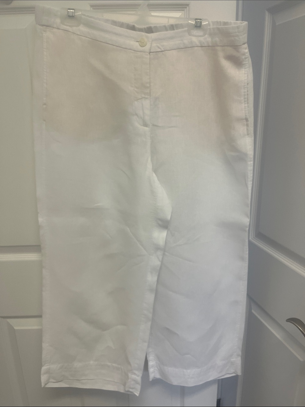 J. Jill White Cropped Linen-Blend Pants